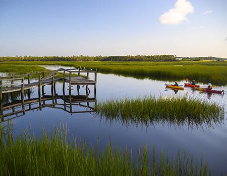 Kayakers on Davis Canal, Oak Island, NC