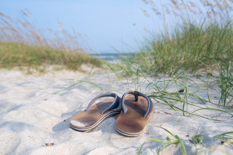 beach with flip flops